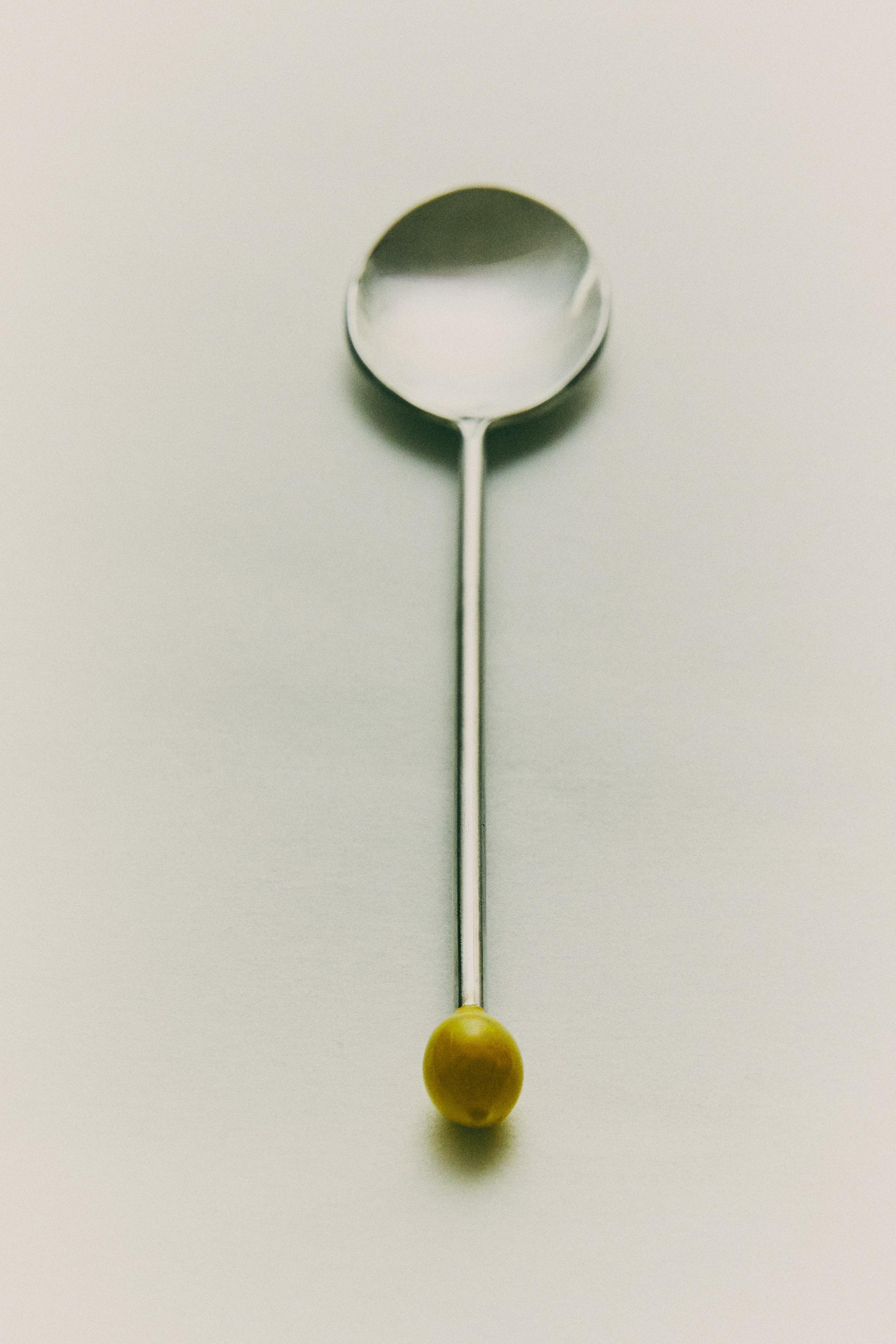 LOT DE 6 CUILLÈRES À CAFÉ EN ACIER MOTIF CITRON